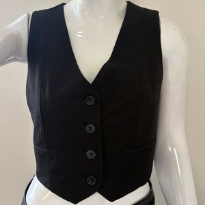 House of Harlow 1960 Black Cropped Button Front Vest Corporate Goth Office Siren